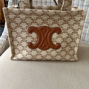 Celine Beige and Brown Canvas Tote